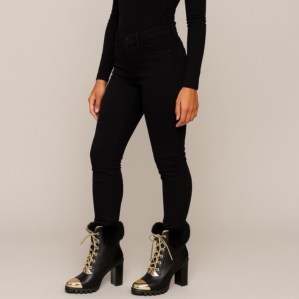 Things2Come by Shawné Mahoney “Maliyana” Luxe Combat Heel Boots | Black/Gold | S